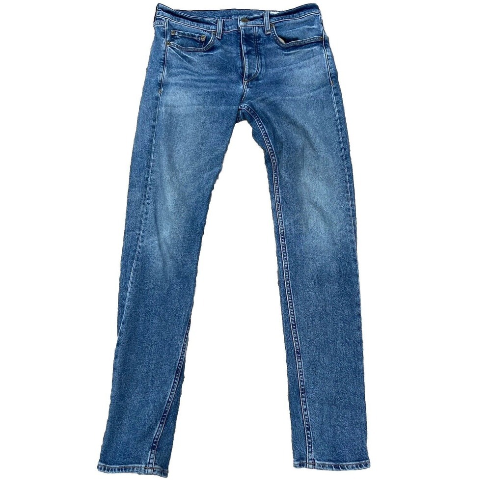 Rag & Bone Mens 33x33 Blue Standard Issue Fit 1 Extra Slim Jeans Button Fly